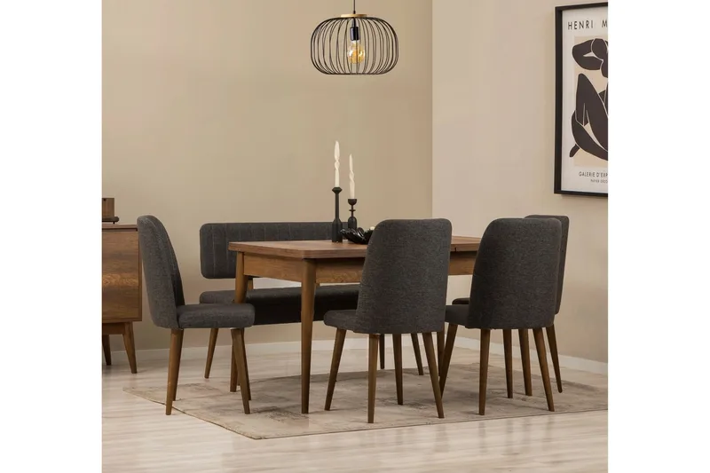Valsot Matgrupp Rektangulär - Mörkgrå - Möbler - Matplats - Matgrupp & matbord med stolar