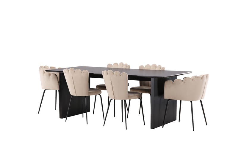 VALTON Matgrupp  200 cm Rektangulär Beige med 4 LIMHAMN Stolar - Möbler - Matplats - Matgrupp & matbord med stolar