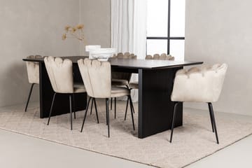 VALTON Matgrupp  200 cm Rektangulär Beige med 4 LIMHAMN Stolar - Möbler - Matplats - Matgrupp & matbord med stolar
