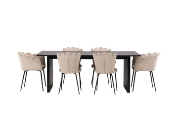 VALTON Matgrupp  200 cm Rektangulär Beige med 4 LIMHAMN Stolar - Möbler - Matplats - Matgrupp & matbord med stolar
