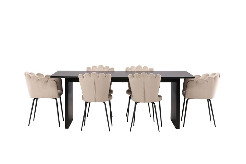 VALTON Matgrupp  200 cm Rektangulär Beige med 4 LIMHAMN Stolar - Möbler - Matplats - Matgrupp & matbord med stolar