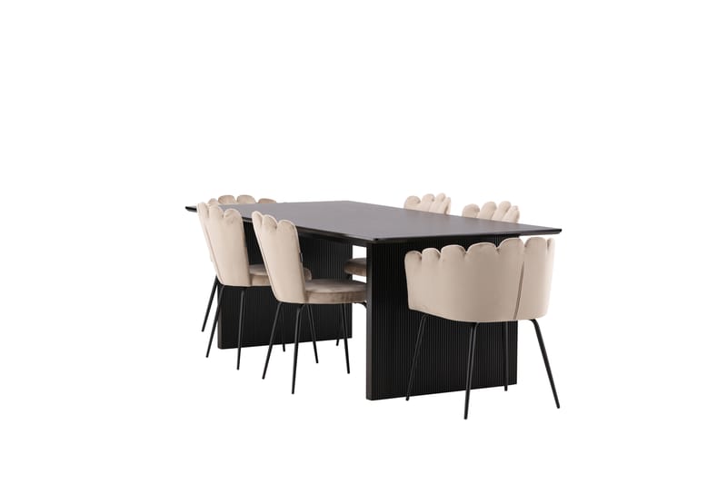 VALTON Matgrupp  200 cm Rektangulär Beige med 4 LIMHAMN Stolar - Möbler - Matplats - Matgrupp & matbord med stolar