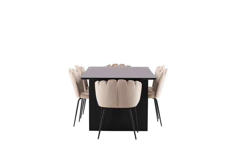 VALTON Matgrupp  200 cm Rektangulär Beige med 4 LIMHAMN Stolar - Möbler - Matplats - Matgrupp & matbord med stolar