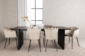 VALTON Matgrupp  200 cm Rektangulär Beige med 4 LIMHAMN Stolar - Möbler - Matplats - Matgrupp & matbord med stolar