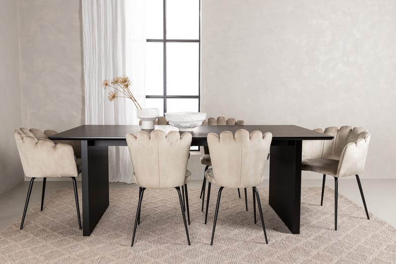 VALTON Matgrupp  200 cm Rektangulär Beige med 4 LIMHAMN Stolar - Möbler - Matplats - Matgrupp & matbord med stolar