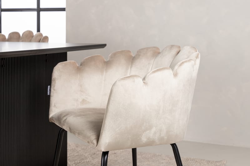VALTON Matgrupp  200 cm Rektangulär Beige med 4 LIMHAMN Stolar - Möbler - Matplats - Matgrupp & matbord med stolar