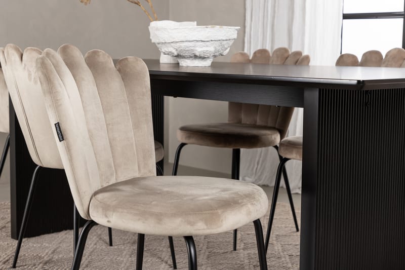 VALTON Matgrupp  200 cm Rektangulär Beige med 4 LIMHAMN Stolar - Möbler - Matplats - Matgrupp & matbord med stolar