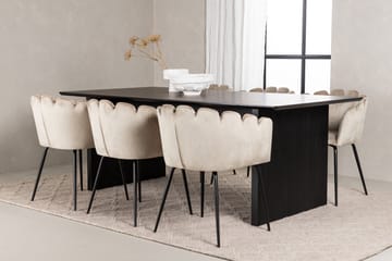 VALTON Matgrupp  200 cm Rektangulär Beige med 6 LIMHAMN Stolar - Möbler - Matplats - Matgrupp & matbord med stolar