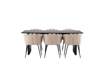 VALTON Matgrupp  200 cm Rektangulär Beige med 6 LIMHAMN Stolar - Möbler - Matplats - Matgrupp & matbord med stolar