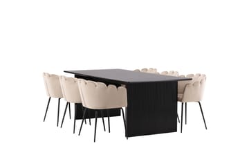 VALTON Matgrupp  200 cm Rektangulär Beige med 6 LIMHAMN Stolar - Möbler - Matplats - Matgrupp & matbord med stolar