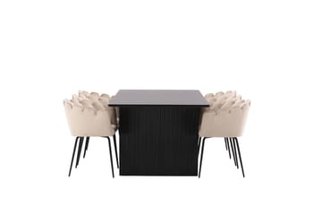 VALTON Matgrupp  200 cm Rektangulär Beige med 6 LIMHAMN Stolar - Möbler - Matplats - Matgrupp & matbord med stolar