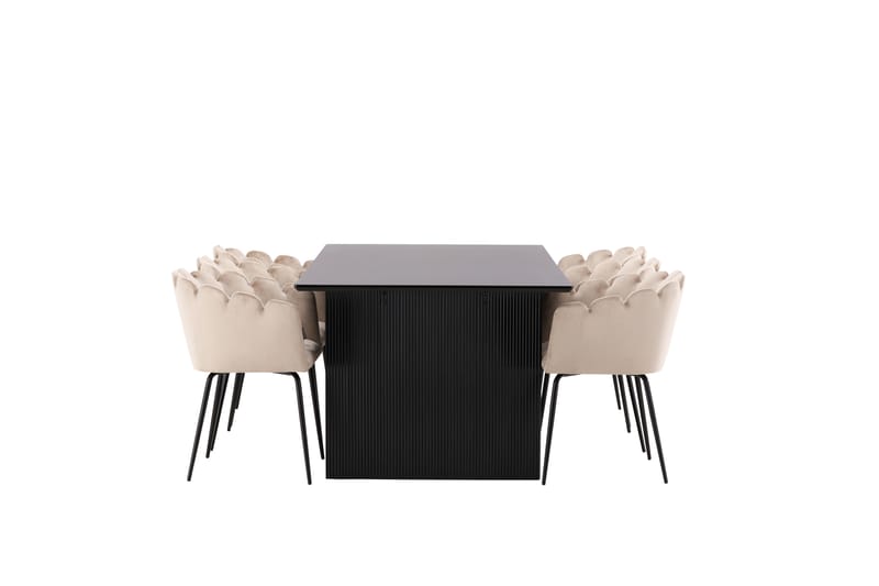 VALTON Matgrupp  200 cm Rektangulär Beige med 6 LIMHAMN Stolar - Möbler - Matplats - Matgrupp & matbord med stolar