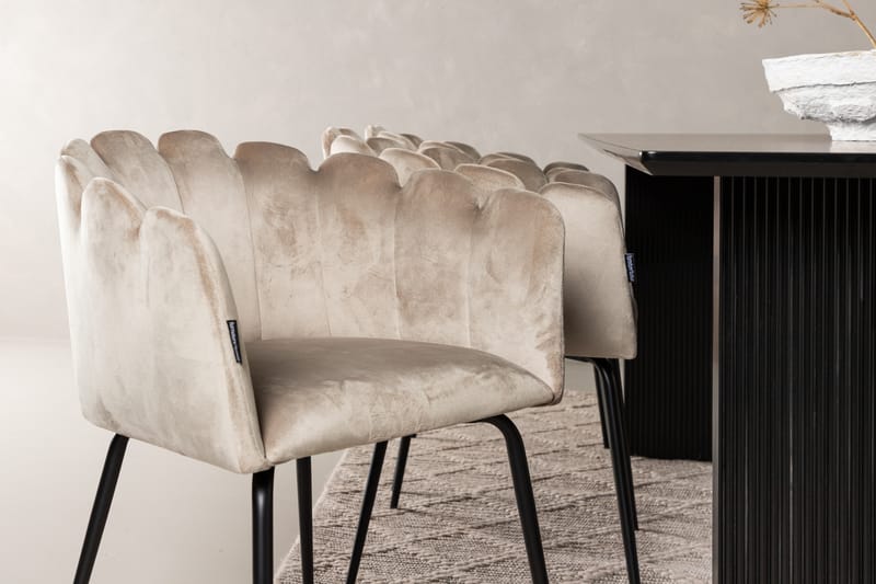 VALTON Matgrupp  200 cm Rektangulär Beige med 6 LIMHAMN Stolar - Möbler - Matplats - Matgrupp & matbord med stolar