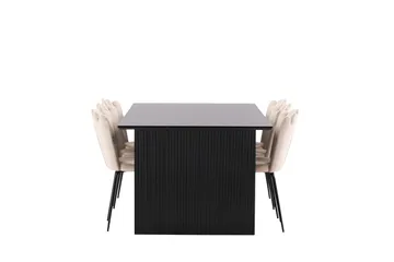 VALTON Matgrupp  200 cm Rektangulär Beige med 6 LIMHAMN Stolar - Möbler - Matplats - Matgrupp & matbord med stolar