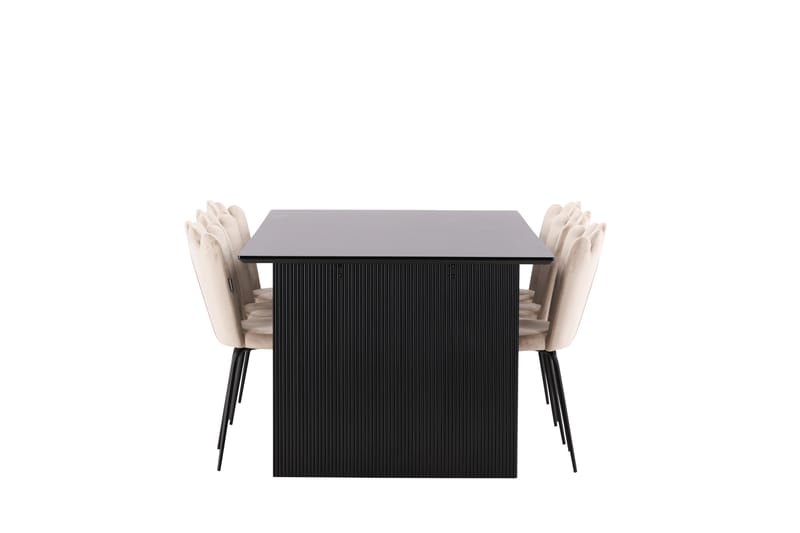 VALTON Matgrupp  200 cm Rektangulär Beige med 6 LIMHAMN Stolar - Möbler - Matplats - Matgrupp & matbord med stolar