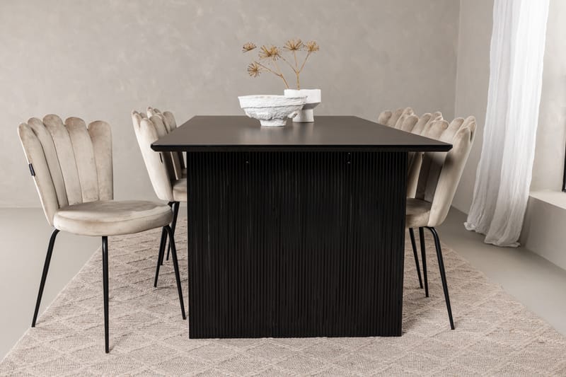 VALTON Matgrupp  200 cm Rektangulär Beige med 6 LIMHAMN Stolar - Möbler - Matplats - Matgrupp & matbord med stolar