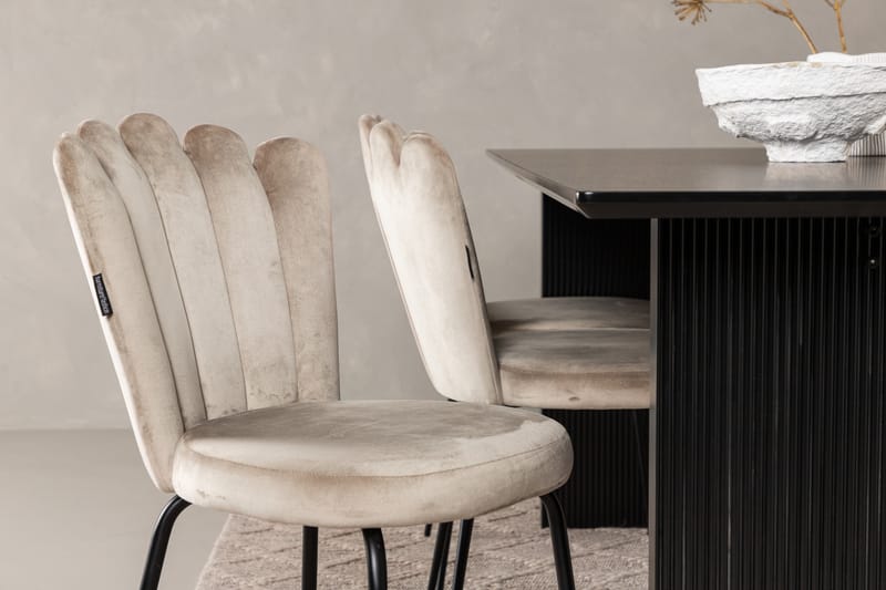 VALTON Matgrupp  200 cm Rektangulär Beige med 6 LIMHAMN Stolar - Möbler - Matplats - Matgrupp & matbord med stolar