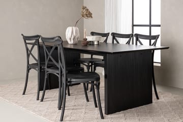 VALTON Matgrupp  200 cm Rektangulär Svart med 6 CROSETTA Stolar - Möbler - Matplats - Matgrupp & matbord med stolar