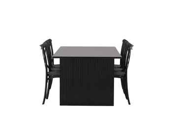 VALTON Matgrupp  200 cm Rektangulär Svart med 6 CROSETTA Stolar - Möbler - Matplats - Matgrupp & matbord med stolar