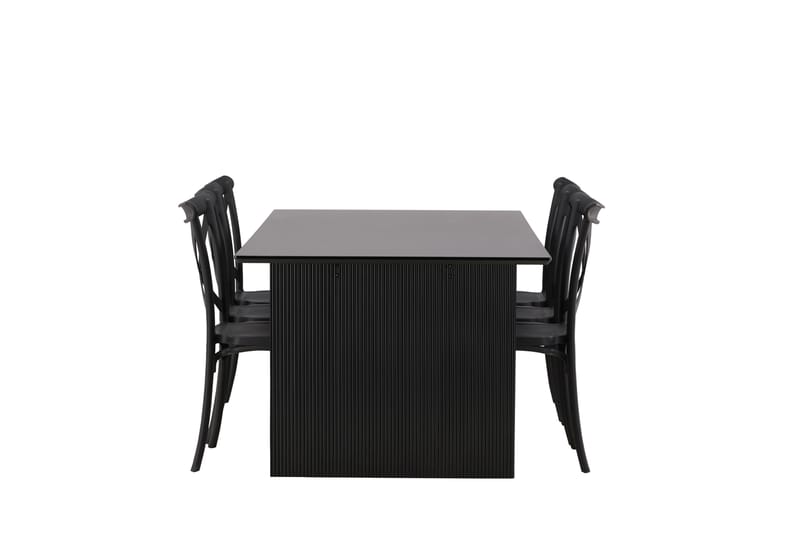 VALTON Matgrupp  200 cm Rektangulär Svart med 6 CROSETTA Stolar - Möbler - Matplats - Matgrupp & matbord med stolar