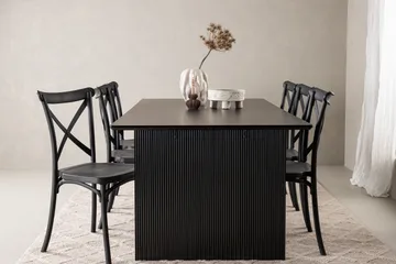 VALTON Matgrupp  200 cm Rektangulär Svart med 6 CROSETTA Stolar - Möbler - Matplats - Matgrupp & matbord med stolar