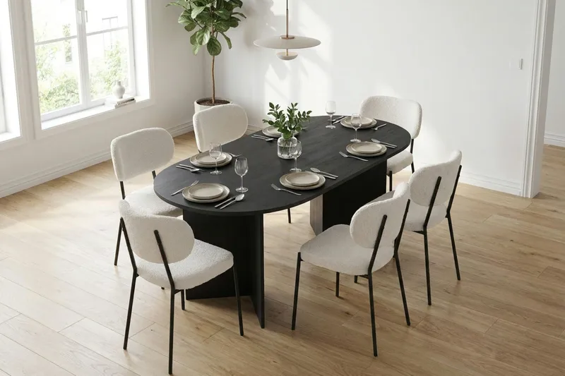Vera Matbord Oval 180x100 cm Fanér - Svart - Möbler - Matplats - Matbord & köksbord