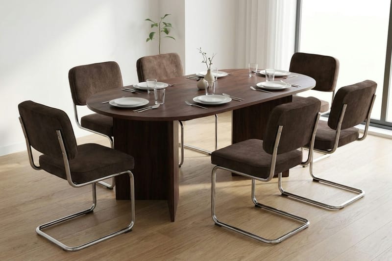 Vera Matbord Oval 220x100 cm Fanér - Valnöt - Möbler - Matplats - Matbord & köksbord