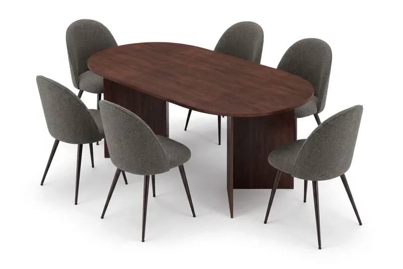 Vera Matgrupp 180 cm oval med 6 Nibe Plus Mastolar - Valnöt - Möbler - Matplats - Matgrupp & matbord med stolar
