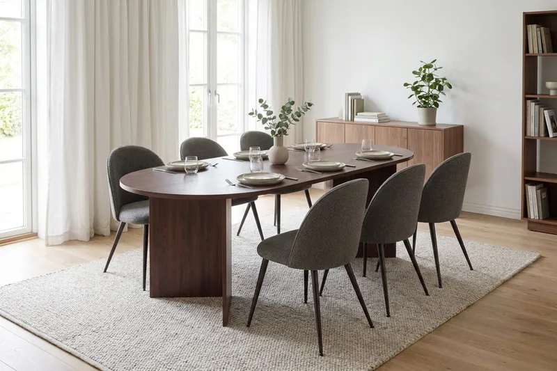 Vera Matgrupp 180 cm oval med 6 Nibe Plus Mastolar - Valnöt - Möbler - Matplats - Matgrupp & matbord med stolar