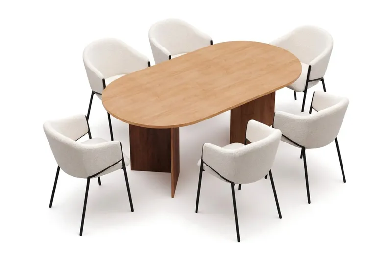 Vera Matgrupp oval 180 cm med 6 Filip Matstolar - Ek - Möbler - Matplats - Matgrupp & matbord med stolar