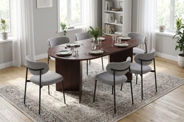 Vera Matgrupp oval 180 cm med 6 Lucy Matstolar - Valnöt - Möbler - Matplats - Matgrupp & matbord med stolar