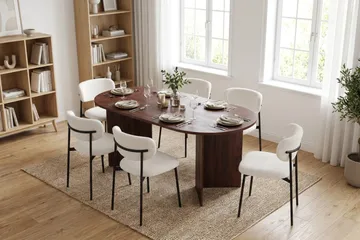 Vera Matgrupp oval 180 cm med 6 Lucy Matstolar - Valnöt - Möbler - Matplats - Matgrupp & matbord med stolar