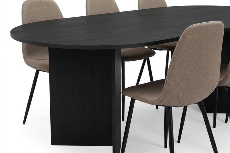 Vera Matgrupp oval 180 cm  med 6 Nibe Matstolar - Svartlaserad ek - Möbler - Matplats - Matgrupp & matbord med stolar