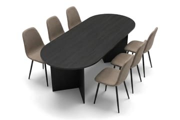 Vera Matgrupp oval 180 cm  med 6 Nibe Matstolar - Svartlaserad ek - Möbler - Matplats - Matgrupp & matbord med stolar
