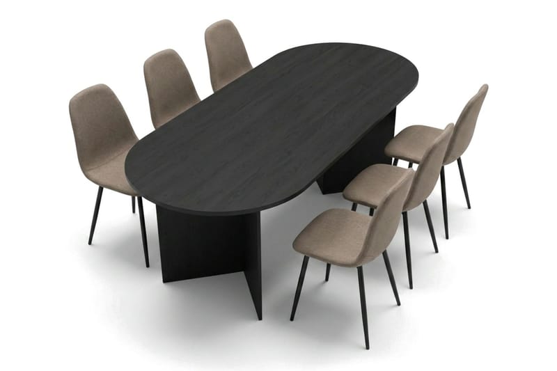 Vera Matgrupp oval 180 cm  med 6 Nibe Matstolar - Svartlaserad ek - Möbler - Matplats - Matgrupp & matbord med stolar
