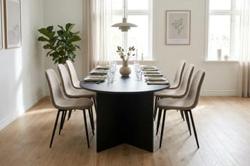 Vera Matgrupp oval 180 cm  med 6 Nibe Matstolar - Svartlaserad ek - Möbler - Matplats - Matgrupp & matbord med stolar