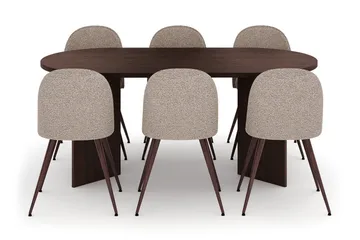 Vera Matgrupp oval 180 cm med 6 Nibe Plus Matstolar - Valnöt - Möbler - Matplats - Matgrupp & matbord med stolar
