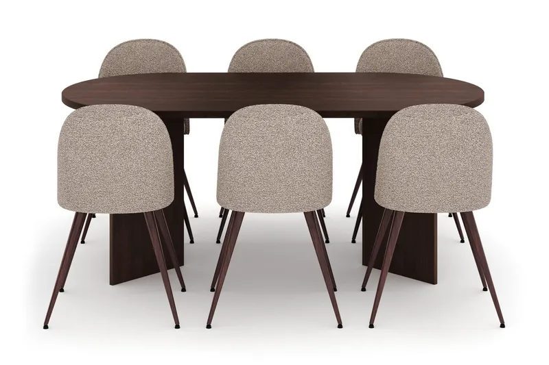 Vera Matgrupp oval 180 cm med 6 Nibe Plus Matstolar - Valnöt - Möbler - Matplats - Matgrupp & matbord med stolar