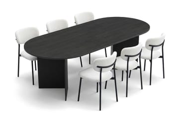 Vera Matgrupp oval 220 cm med 6 Lucy Matstolar - Svartlaserad ek - Möbler - Matplats - Matgrupp & matbord med stolar