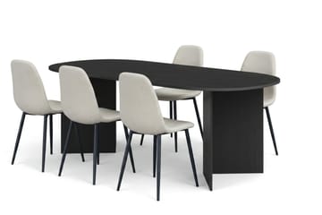 Vera Matgrupp oval 220 cm  med 6 Nibe Matstolar - Svartlaserad ek - Möbler - Matplats - Matgrupp & matbord med stolar