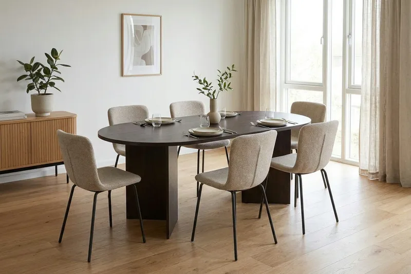 Vera Matgrupp rektangulärt 180 cm Rökt Ek med 6 Katy Matstolar - Rökt ek - Möbler - Matplats - Matgrupp & matbord med stolar