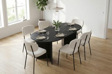 Vera Matgrupp rektangulärt 180 cm Svart med 6 Gemmiano Matstolar - Svartlaserad ek - Möbler - Matplats - Matgrupp & matbord med stolar