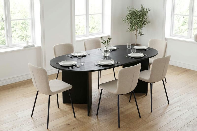 Vera Matgrupp rektangulärt 180 cm Svart med 6 Katy Matstolar - Svart - Möbler - Matplats - Matgrupp & matbord med stolar