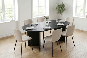 Vera Matgrupp rektangulärt 180 cm Svart med 6 Katy Matstolar - Svartlaserad ek - Möbler - Matplats - Matgrupp & matbord med stolar