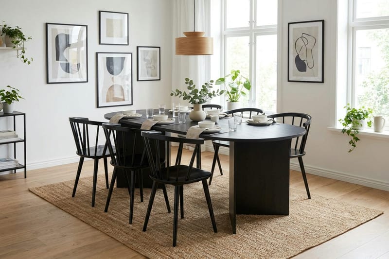 Vera Matgrupp rektangulärt 180 cm Svart med 6 Tyrö Matstolar - Svart - Möbler - Matplats - Matgrupp & matbord med stolar