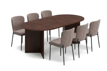 Vera Matgrupp rektangulärt 180 cm Valnöt med 6 Elsie Matstolar - Valnöt - Möbler - Matplats - Matgrupp & matbord med stolar