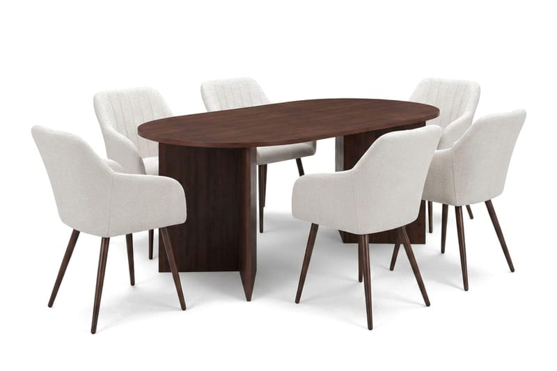 Vera Matgrupp rektangulärt 180 cm Valnöt med 6 Filippa Matstolar - Valnöt - Möbler - Matplats - Matgrupp & matbord med stolar