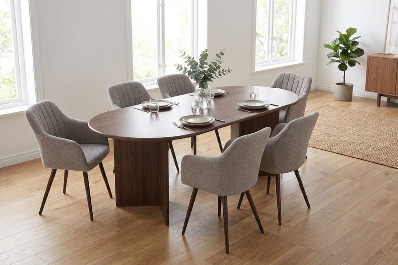 Vera Matgrupp rektangulärt 180 cm Valnöt med 6 Filippa Matstolar - Valnöt - Möbler - Matplats - Matgrupp & matbord med stolar