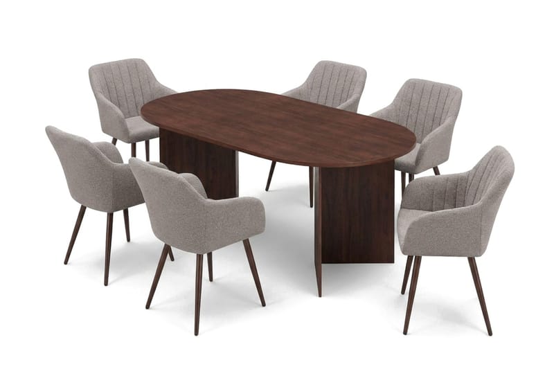 Vera Matgrupp rektangulärt 180 cm Valnöt med 6 Filippa Matstolar - Valnöt - Möbler - Matplats - Matgrupp & matbord med stolar