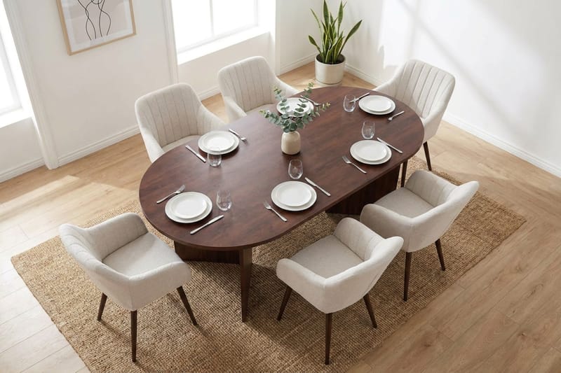 Vera Matgrupp rektangulärt 180 cm Valnöt med 6 Filippa Matstolar - Valnöt - Möbler - Matplats - Matgrupp & matbord med stolar